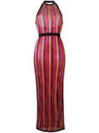 Balmain Striped Contrast Trim Dress - Multicolour