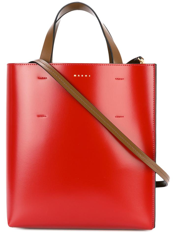 Marni - Colour Block Tote Bag - Women - Cotton/leather/polyurethane - One Size, Blue, Cotton/leather/polyurethane