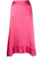 Semicouture Ruffle Trimmed Midi Skirt - Pink