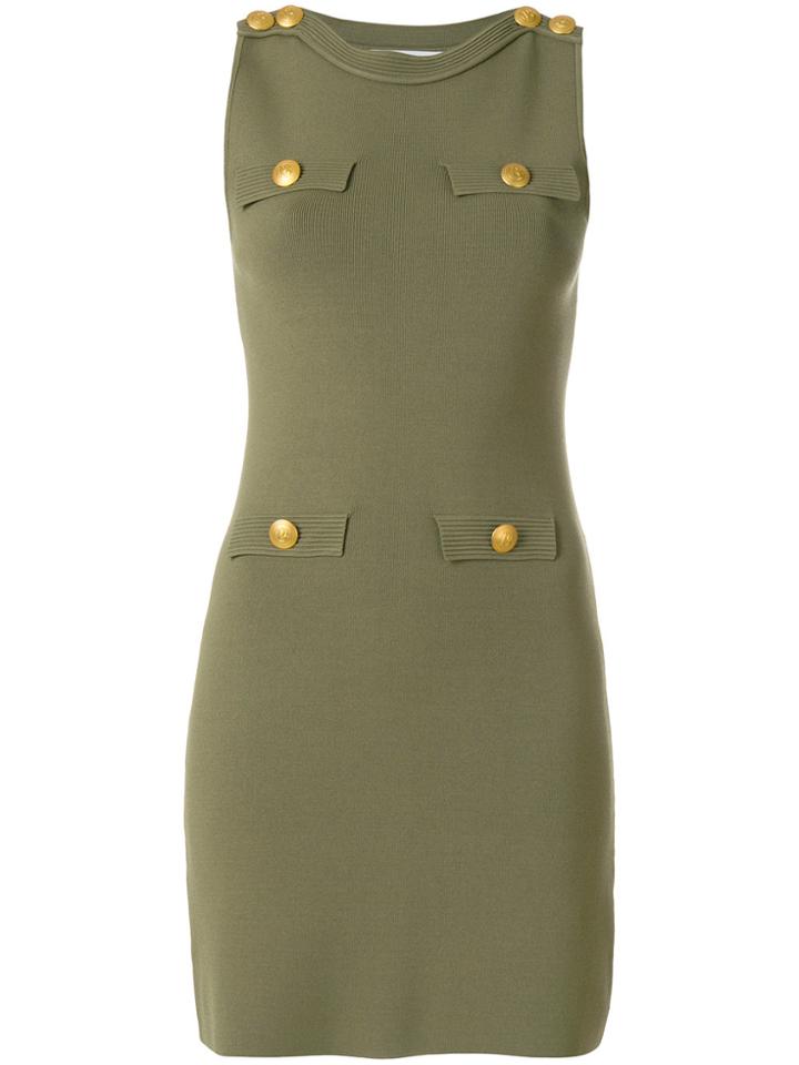 Pierre Balmain Button Trim Bodycon Dress - Green