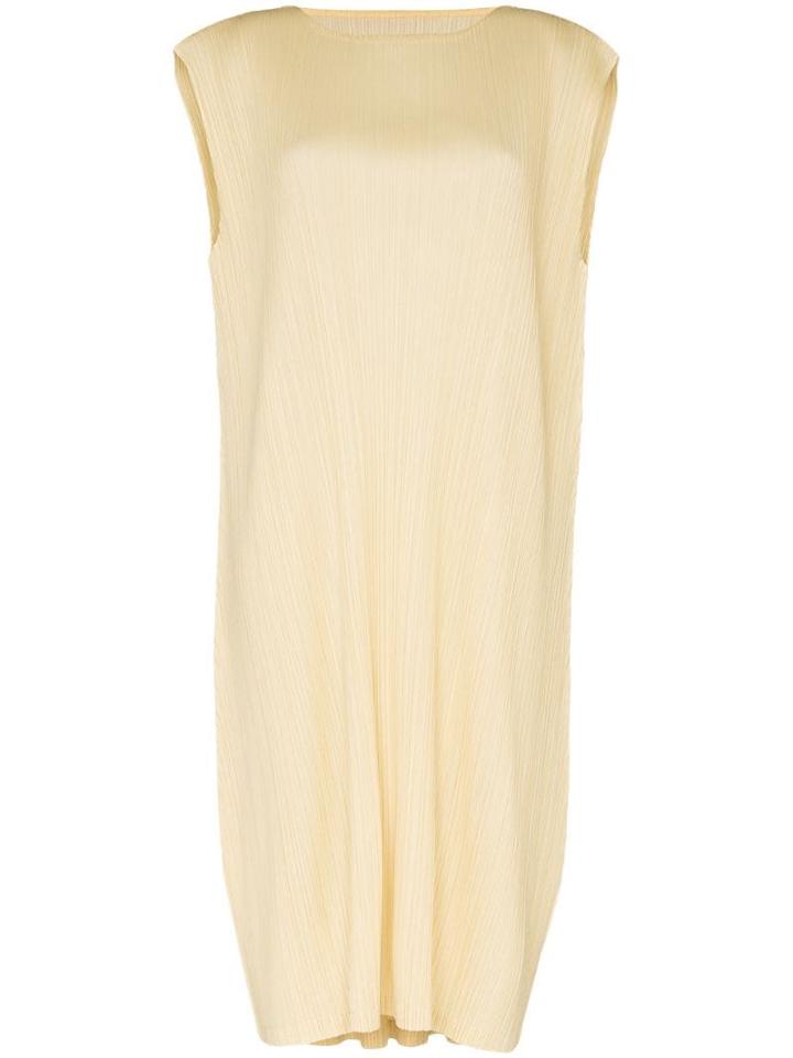 Pleats Please By Issey Miyake Sleeveless Pleated Dress - Yellow