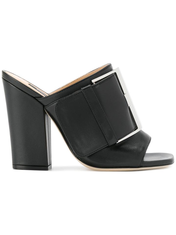 Sergio Rossi Sr Buckle Mules - Black