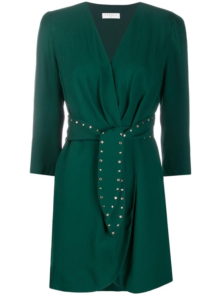 Sandro Paris V-neck Wrap Dress - Green