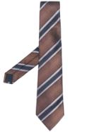 Lanvin Diagonal Stripes Silk Tie - Brown
