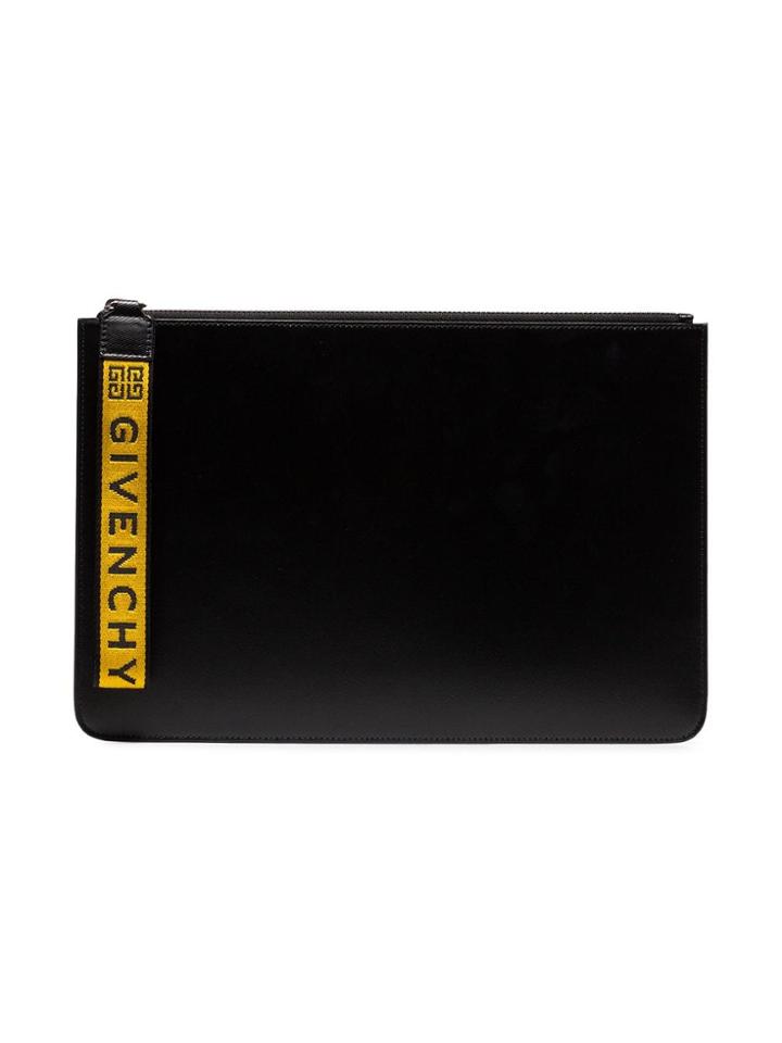 Givenchy Black And Yellow Ticker Leather Pouch