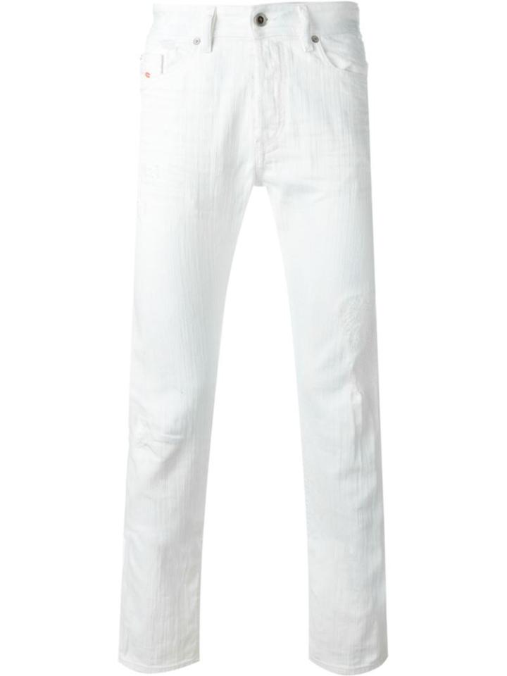 Diesel Straight Leg Jeans, Men's, Size: 33, White, Cotton/spandex/elastane