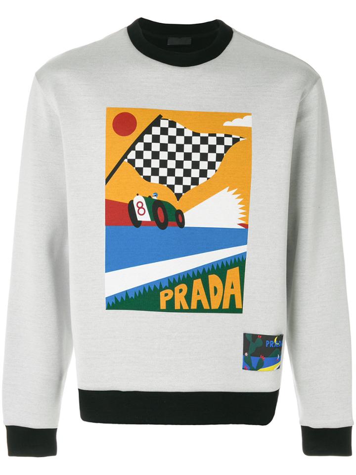Prada Printed Sweatshirt - Grey