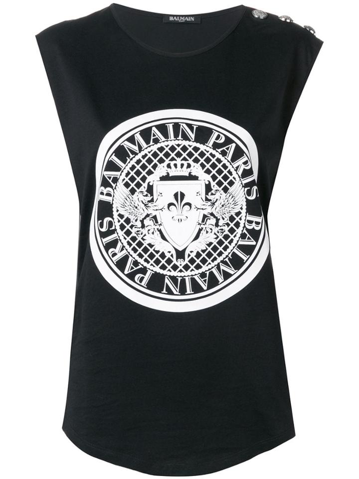 Balmain Balmain Medallion Print Tank Top - Black