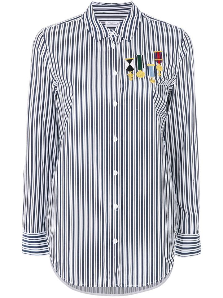 Equipment Embroidered Striped Shirt - White