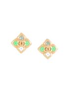 Chanel Pre-owned Cc Diamond-shaped Earrings - Green