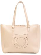 Salvatore Ferragamo Embroidered Tote - Nude & Neutrals