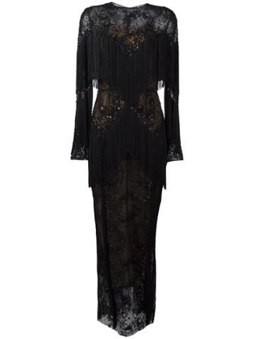 Zuhair Murad - Slip Tassel Maxi Dress - Women - Silk/polyamide - 42, Women's, Black, Silk/polyamide