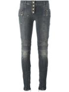Balmain Biker Jeans, Women's, Size: 34, Grey, Cotton/spandex/elastane