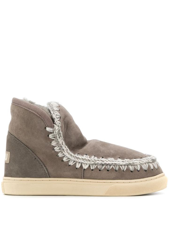 Mou Lined Interior Ankle Boots - Grey