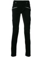 Balmain Zip Detail Biker Jeans - Black