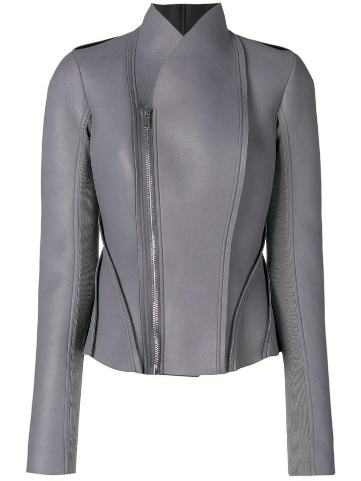 Rick Owens Lilies Panelled Biker Jacket - Grey