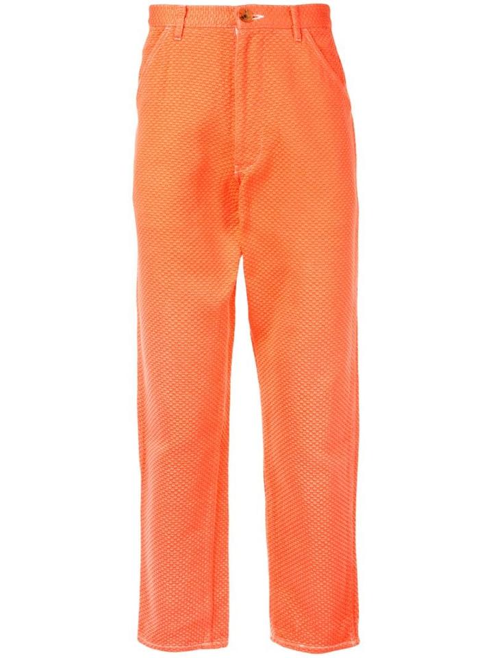 Comme Des Garçons Pre-owned Cropped Waffle Trousers - Orange