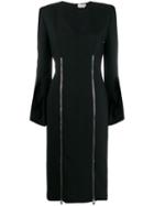 Alexander Mcqueen Square Shoulder Zip Detail Dress - Black
