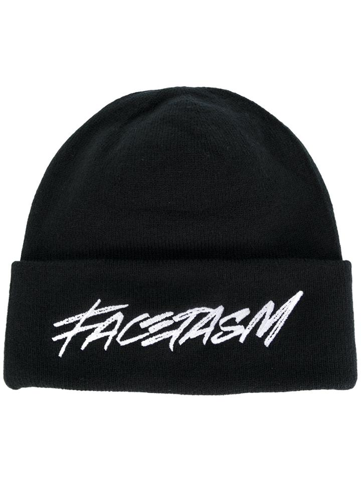 Facetasm Logo Embroidered Beanie - Black