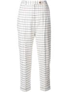 Brag-wette Checked Cropped Trousers - Nude & Neutrals