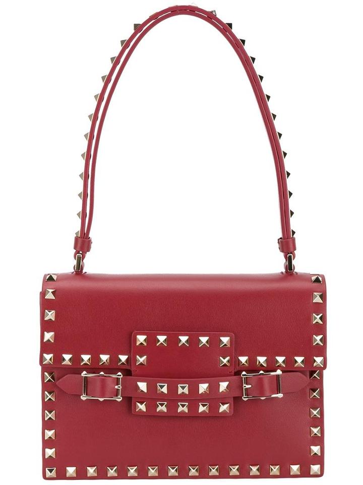 Valentino Valentino Garavani Rosso Rockstud Shoulder Bag, Women's, Red, Leather/metal (other)