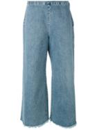 Simon Miller - Frayed Wide Leg Cropped Jeans - Women - Cotton - 10, Women's, Blue, Cotton