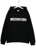 Moschino Kids Teen Roman Numerals Logo Hoodie - Black
