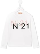 No21 Kids Logo Print T-shirt, Girl's, Size: 10 Yrs, White