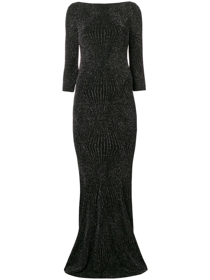 Talbot Runhof Lamé Fitted Gown - Black