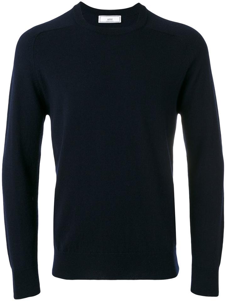Ami Alexandre Mattiussi - Crewneck Sweater - Men - Cashmere/wool - L, Blue, Cashmere/wool
