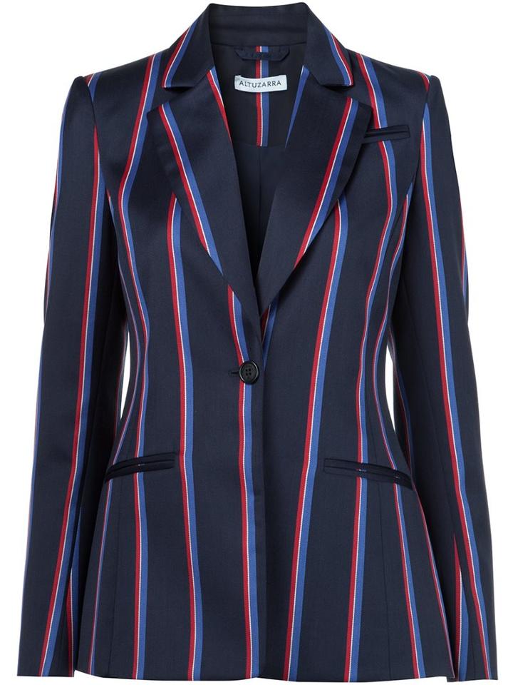Altuzarra Striped Blazer, Women's, Size: 36, Blue, Cotton/virgin Wool
