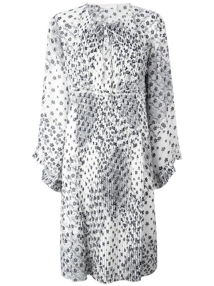 See By Chloé Printed Pleated Dress, Women's, Size: 38, White, Viscose
