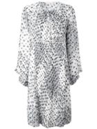 See By Chloé Printed Pleated Dress, Women's, Size: 38, White, Viscose