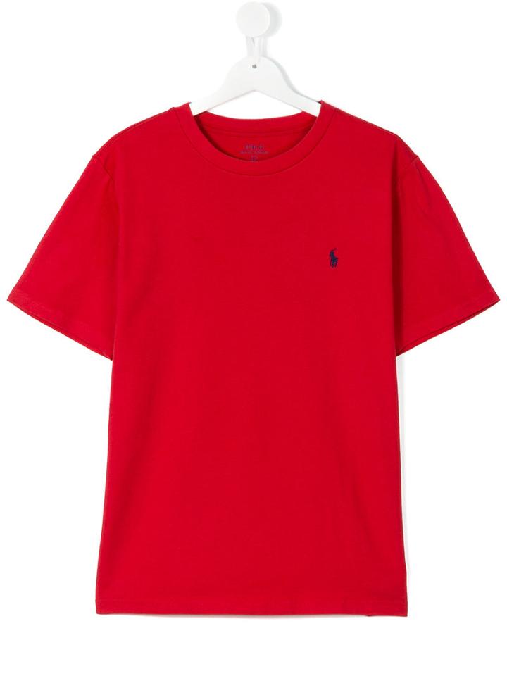 Ralph Lauren Kids - Embroidered Logo T-shirt - Kids - Cotton - 14 Yrs, Red