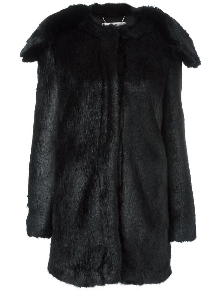 Stella Mccartney Shawl-lapel Faux-fur Coat, Women's, Size: 42, Black, Modacrylic/viscose/cotton