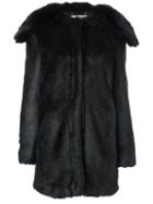 Stella Mccartney Shawl-lapel Faux-fur Coat, Women's, Size: 42, Black, Modacrylic/viscose/cotton