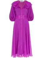 Rotate Ruffled Button-up Midi Dress - Purple