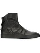 Alexandre Plokhov Zip Up Creased Hi-top Sneakers, Men's, Size: 40, Black, Leather/rubber