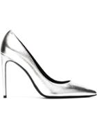 Saint Laurent Paris Pumps, Women's, Size: 37.5, Grey, Calf Leather/leather