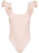 Natasha Zinko Printed Frilled Swimsuit - Nude & Neutrals