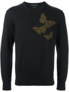 Alexander Mcqueen Beaded Butterfly Sweatshirt, Men's, Size: Medium, Black, Cotton