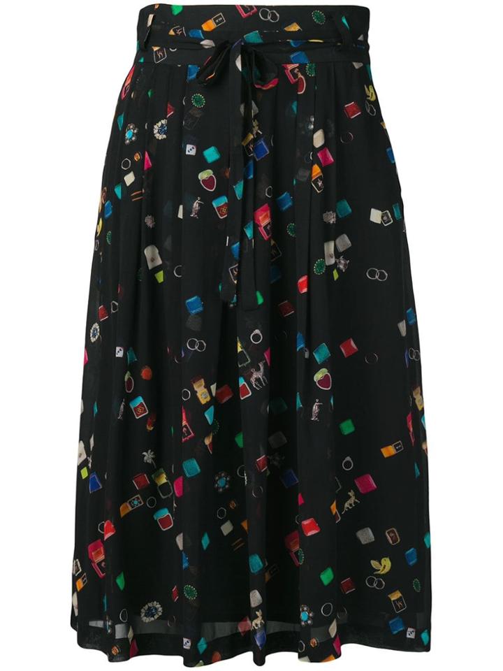 Ps By Paul Smith Colour-block Flared Skirt - Black