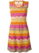 M Missoni Wavy Panel Dress, Women's, Size: 38, Pink/purple, Polyester/polyamide/viscose/cotton