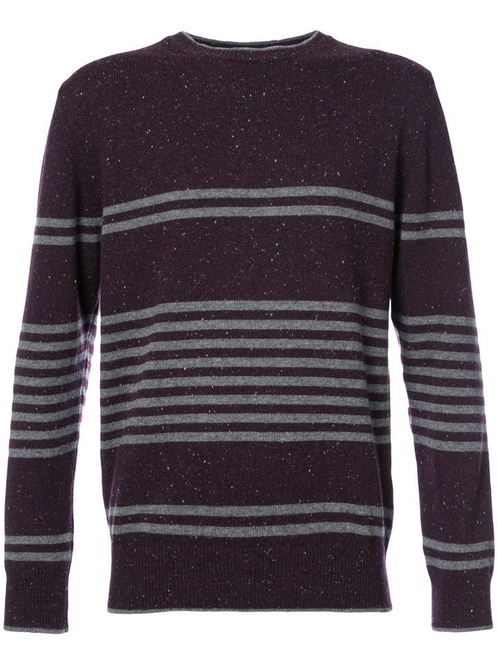 Eleventy - Horizontal Stripe Sweater - Men - Cashmere - L, Pink/purple, Cashmere