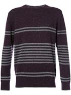 Eleventy - Horizontal Stripe Sweater - Men - Cashmere - L, Pink/purple, Cashmere