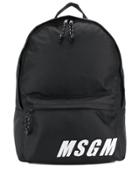 Msgm Embroidered Logo Backpack - Black