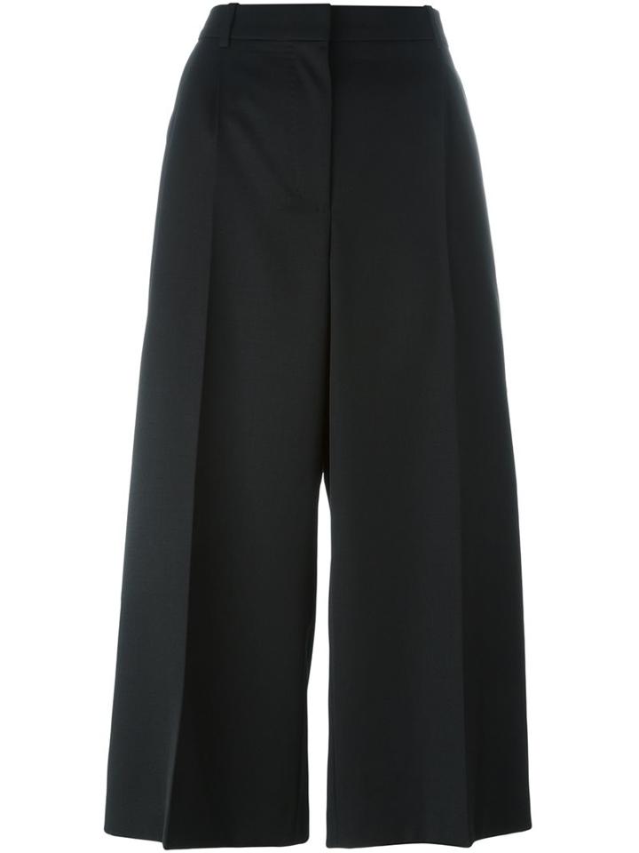 Alexander Mcqueen Wide Leg Cropped Trousers, Women's, Size: 42, Black, Cotton/virgin Wool