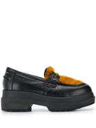 Mm6 Maison Margiela Lamb Fur Panelled Platform Moccasins - Black