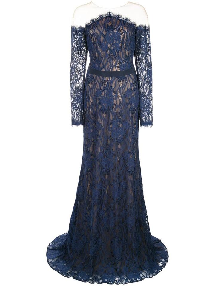 Tadashi Shoji Tulle-panelled Lace Gown - Blue