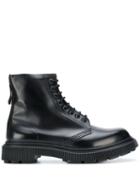 Adieu Paris Ridged Lace-up Boots - Black